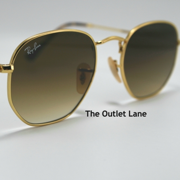 Model Display RayBan Hexagonal Gradient Brown RB3548N Gold Frame - Picture 1 of 16